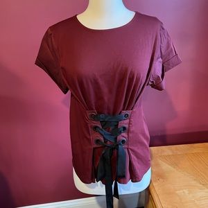 Express maroon corset tie up top Sz M